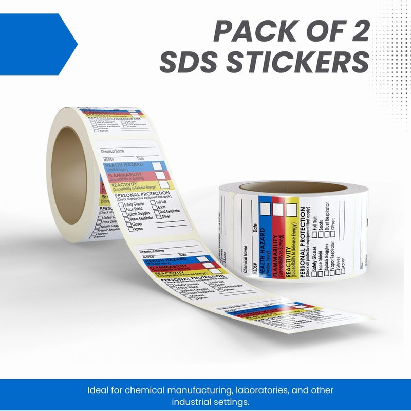 Safety Supply Mart SDS Stickers 500 Stickers - 2 Rolls of 250, 1.5" x 2.5", Right To Know- Chemical Identifying and Marking Sticker Decals - Image 2